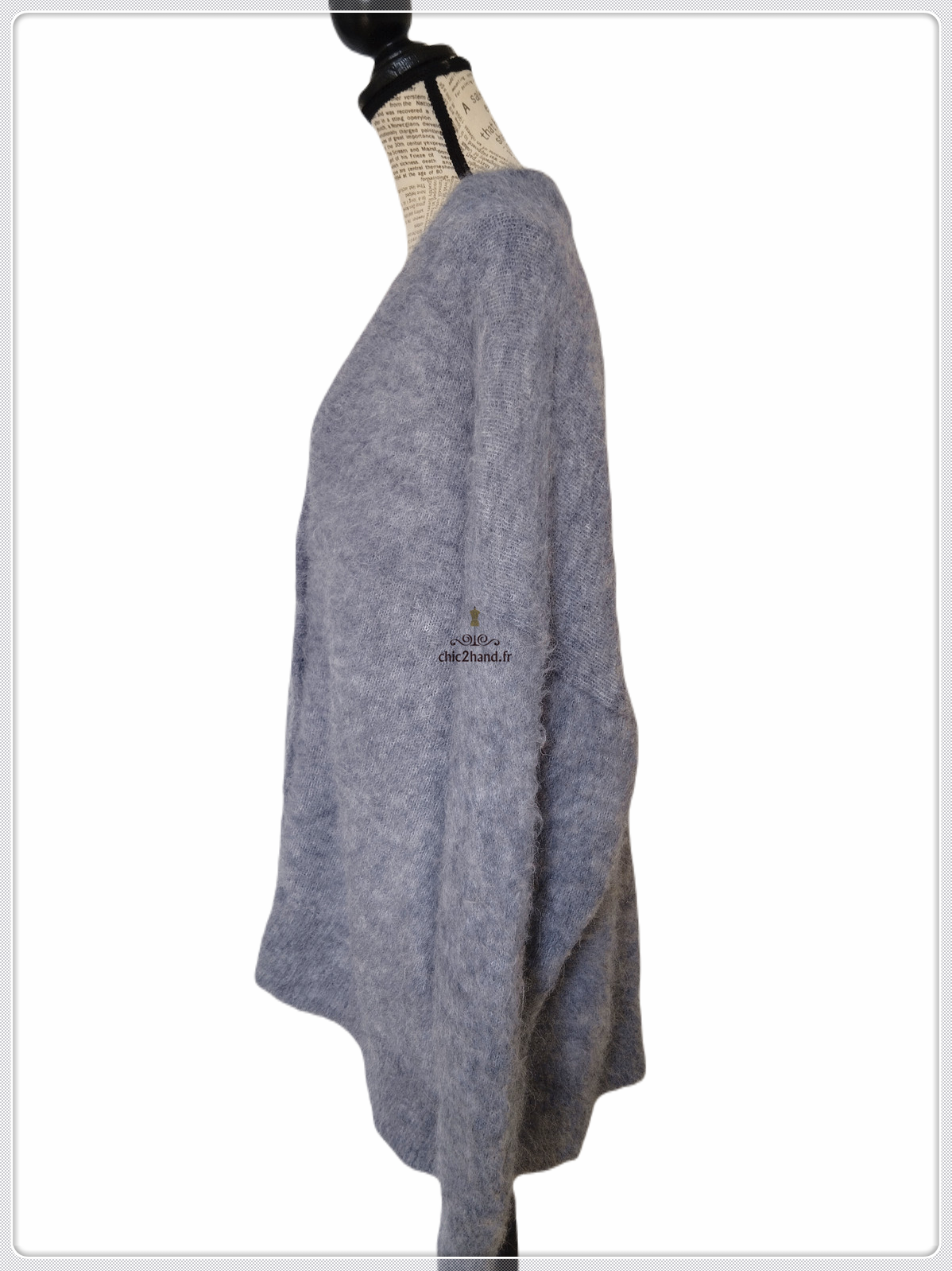 Gilet cardigan oversize 52% alpaga American Vintage fou19A foubay gris M L NEUF – Image 8