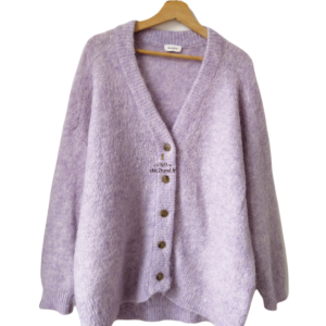 Gilet cardigan oversize 52% alpaga American Vintage fou19A foubay lilas chiné XS S neuf
