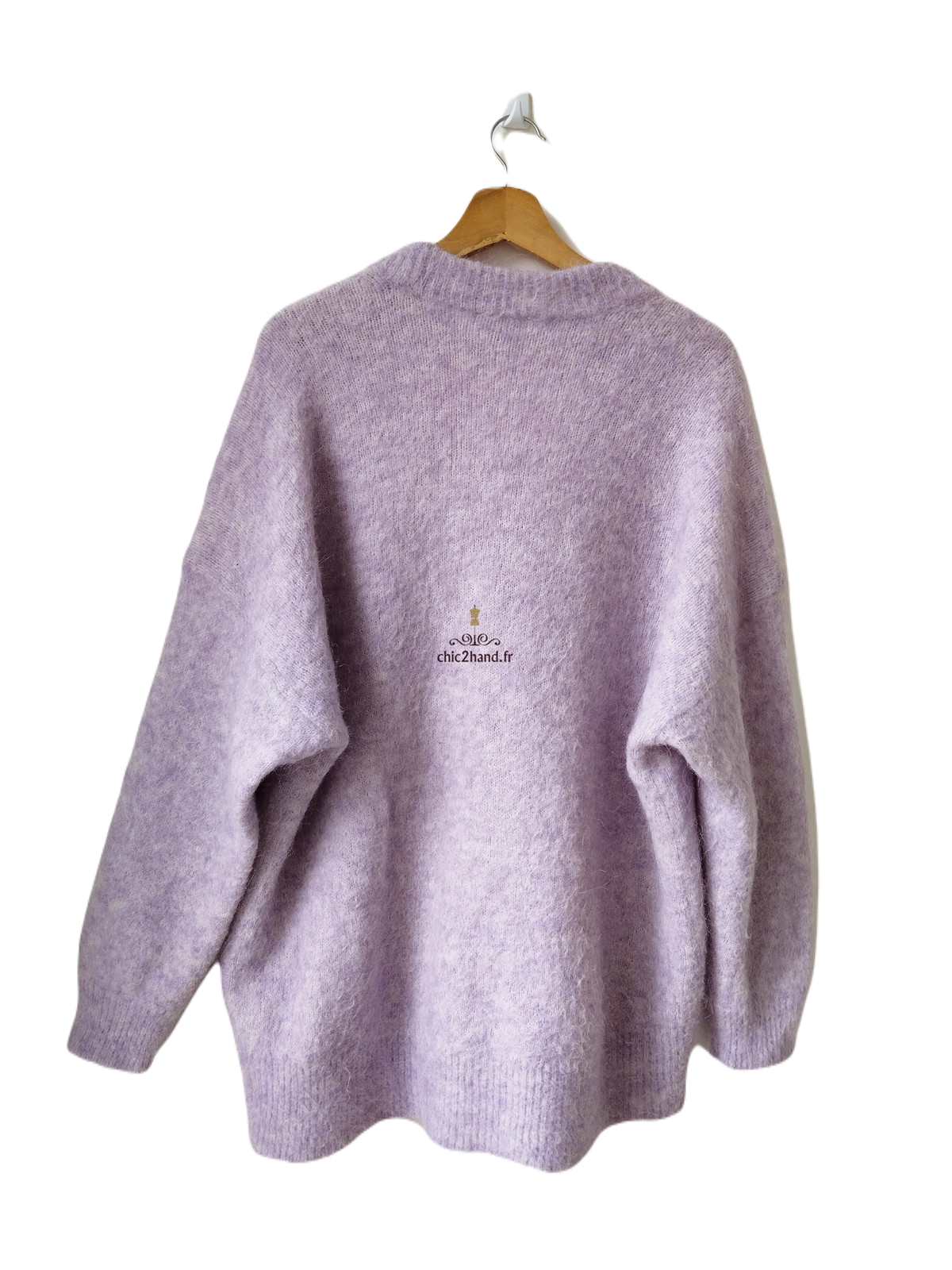 Gilet cardigan oversize 52% alpaga American Vintage fou19A foubay lilas chiné XS S neuf – Image 4