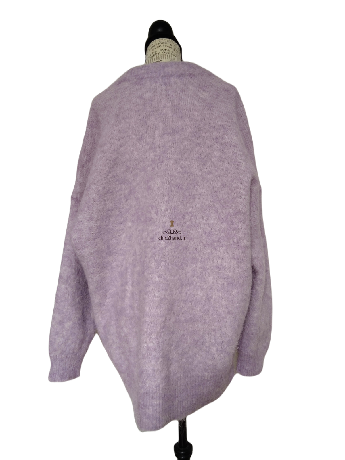 Gilet cardigan oversize 52% alpaga American Vintage fou19A foubay lilas chiné XS S neuf – Image 5
