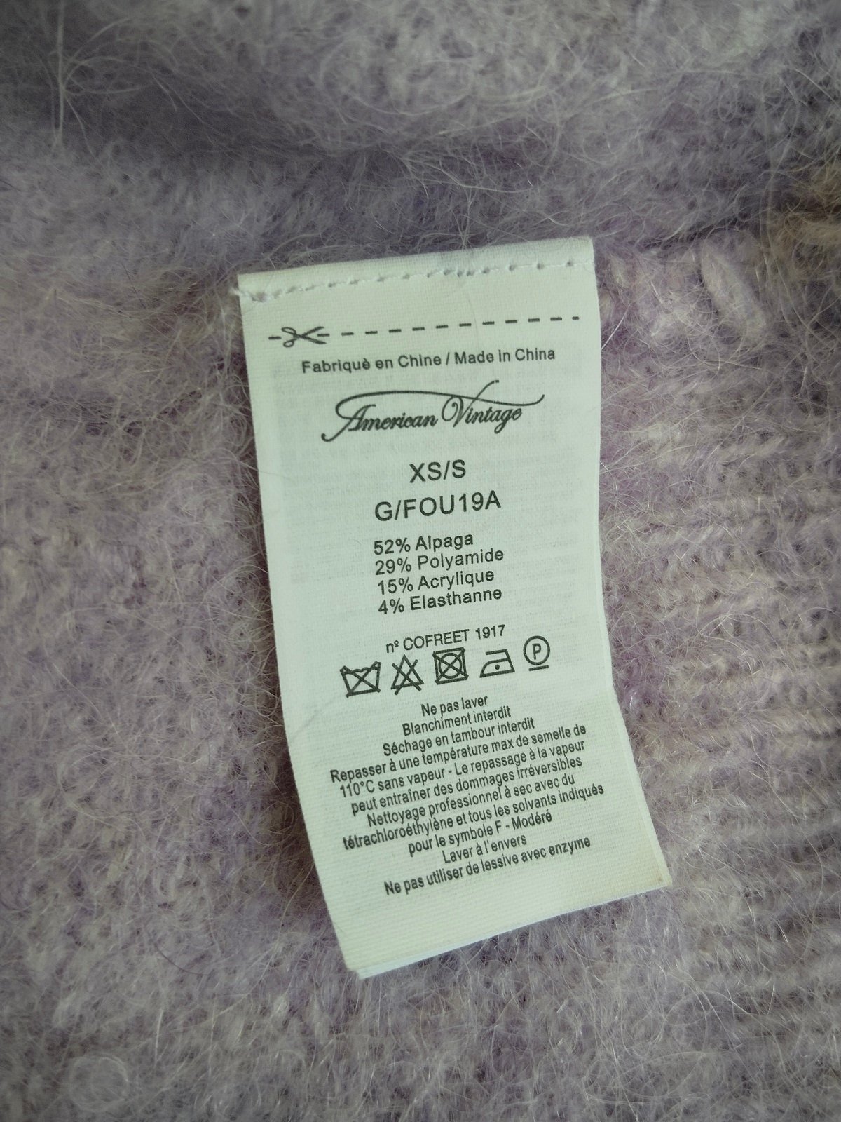 Gilet cardigan oversize 52% alpaga American Vintage fou19A foubay lilas chiné XS S neuf – Image 8