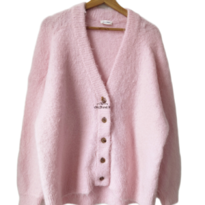 Gilet cardigan oversize 52% alpaga American Vintage fou19A foubay rose XS S NEUF