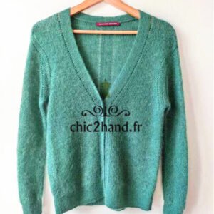 Gilet pull 60% mohair laine comptoir des cotonniers S neuf vert frisquet