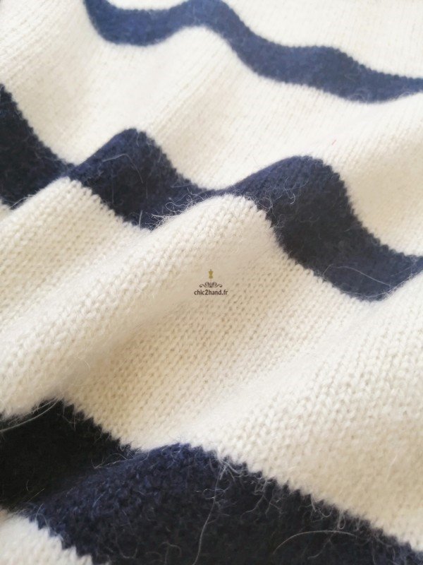 Pull col roulé 100% laine alpaga comptoir des cotonniers garin L blanc marine Neuf – Image 5