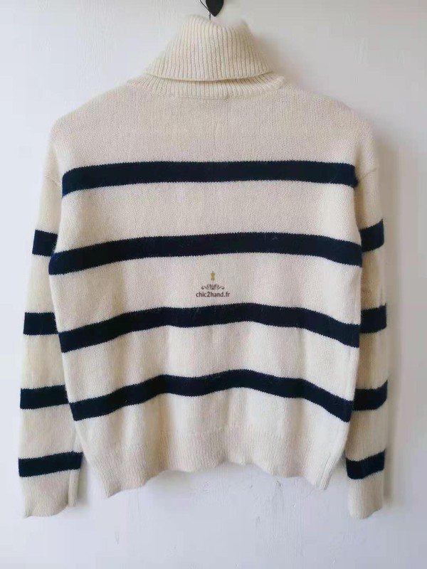 Pull col roulé 100% laine alpaga comptoir des cotonniers garin L blanc marine Neuf – Image 4