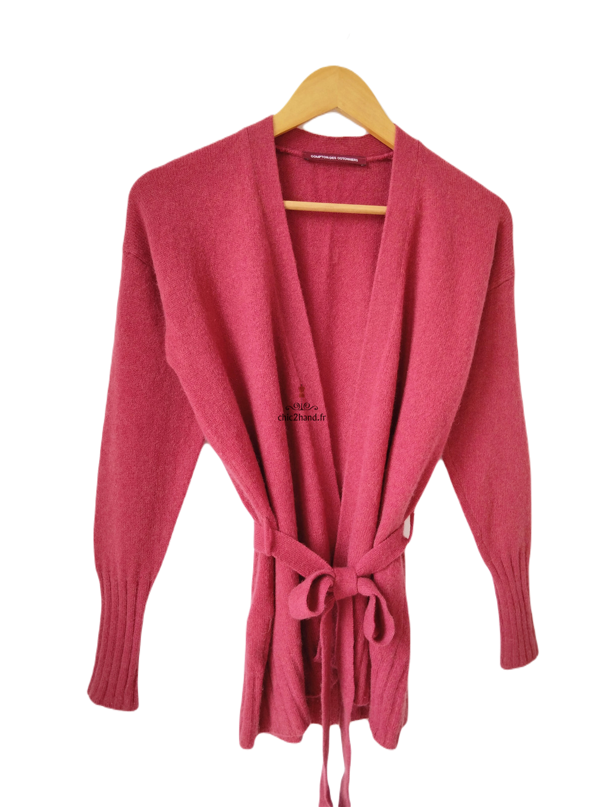 Gilet cardigan cache coeur 100% pur cachemire Comptoir Des Cotonniers germain T1 rose NEUF – Image 3
