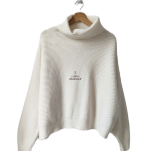 Pull oversize col roulé alpaga American Vintage blanc écru gik18a XS S NEUF