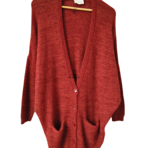 Gilet oversize boutonné laine angoras American Vintage Haz263 bordeaux S Neuf