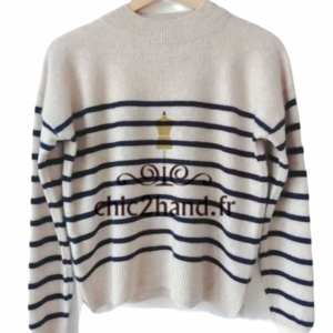 Pull marin 100% pure cachemire comptoir des cotonniers M jolimer rayure beige bleu BE