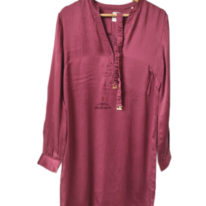 Robe 100% pure soie ceinturée amovible avec doublure Kiomi rouge bordeaux FR38 M TBE 