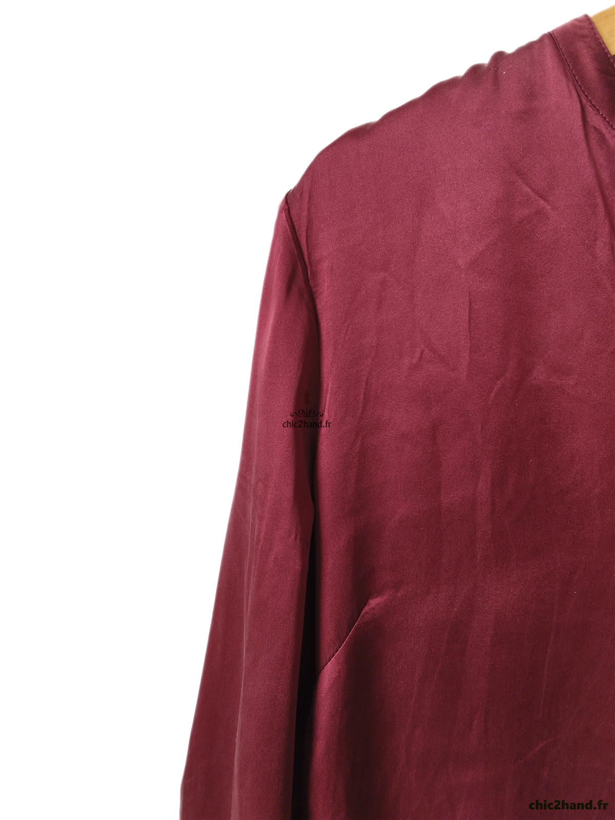 Robe 100% pure soie ceinturée amovible avec doublure Kiomi rouge bordeaux FR38 M TBE – Image 4