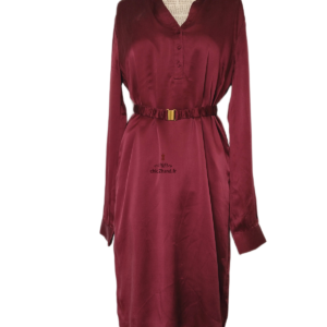 Robe 100% pure soie ceinturée amovible avec doublure Kiomi rouge bordeaux FR38 M TBE 