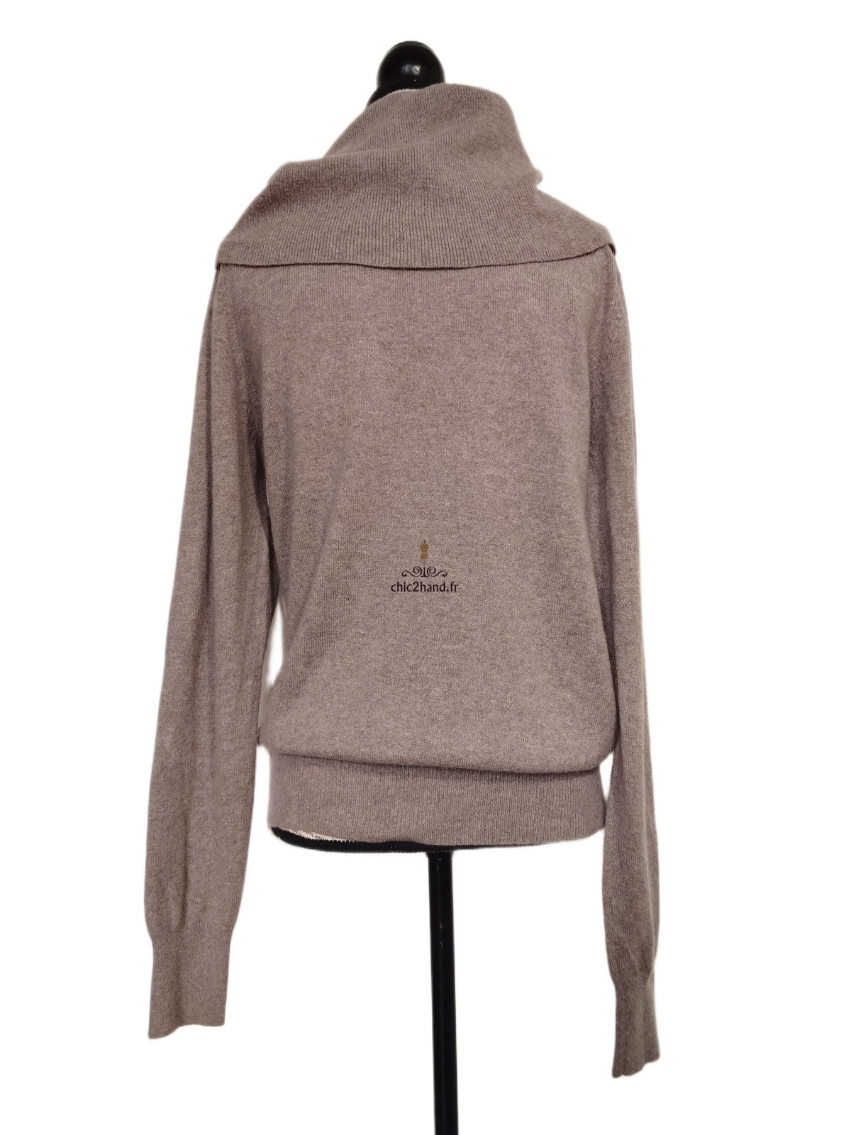 Pull col roulé 100% pur cachemire Lochmere beige taupe UK14 L NEUF – Image 9