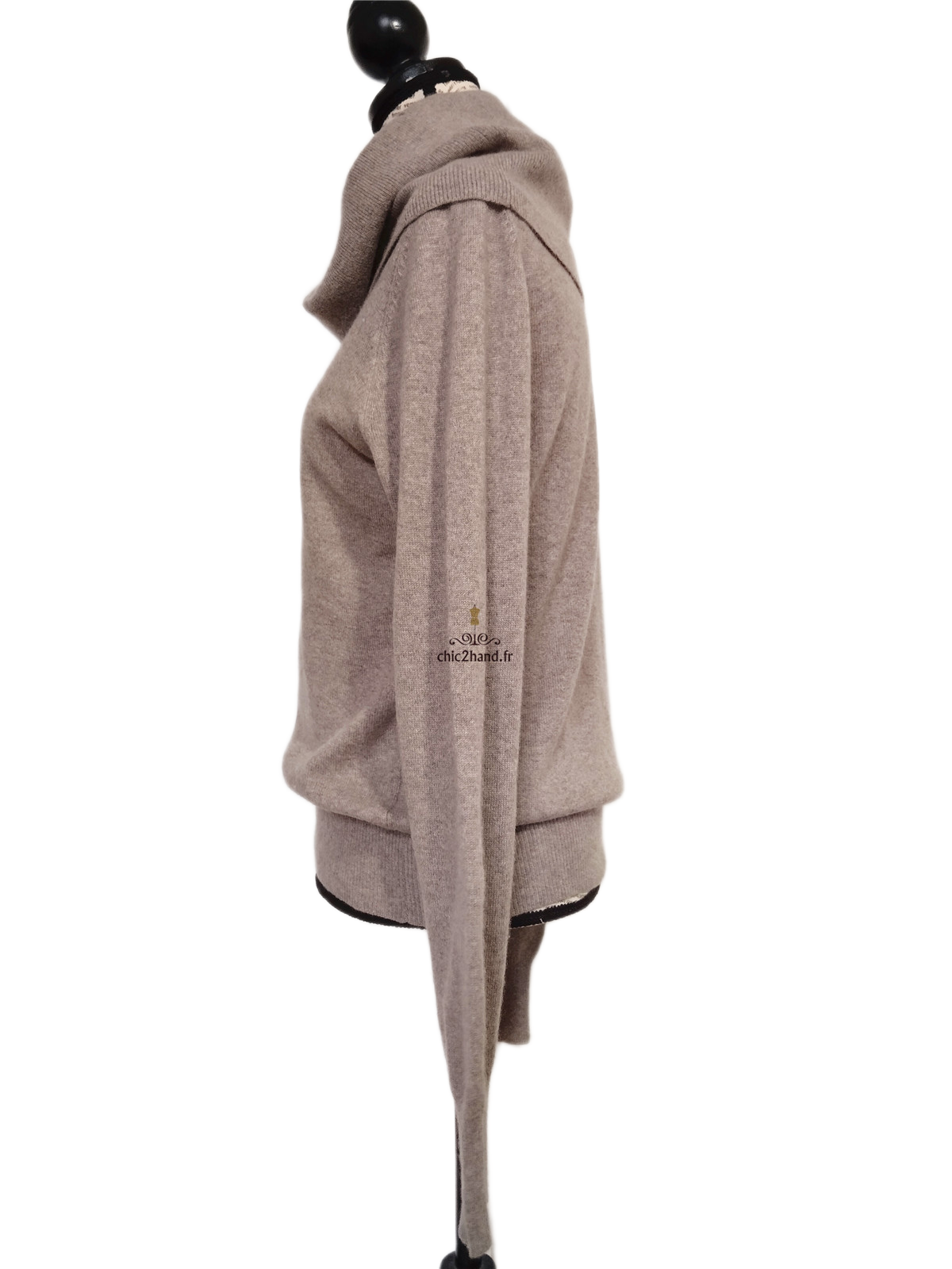 Pull col roulé 100% pur cachemire Lochmere beige taupe UK14 L NEUF – Image 10
