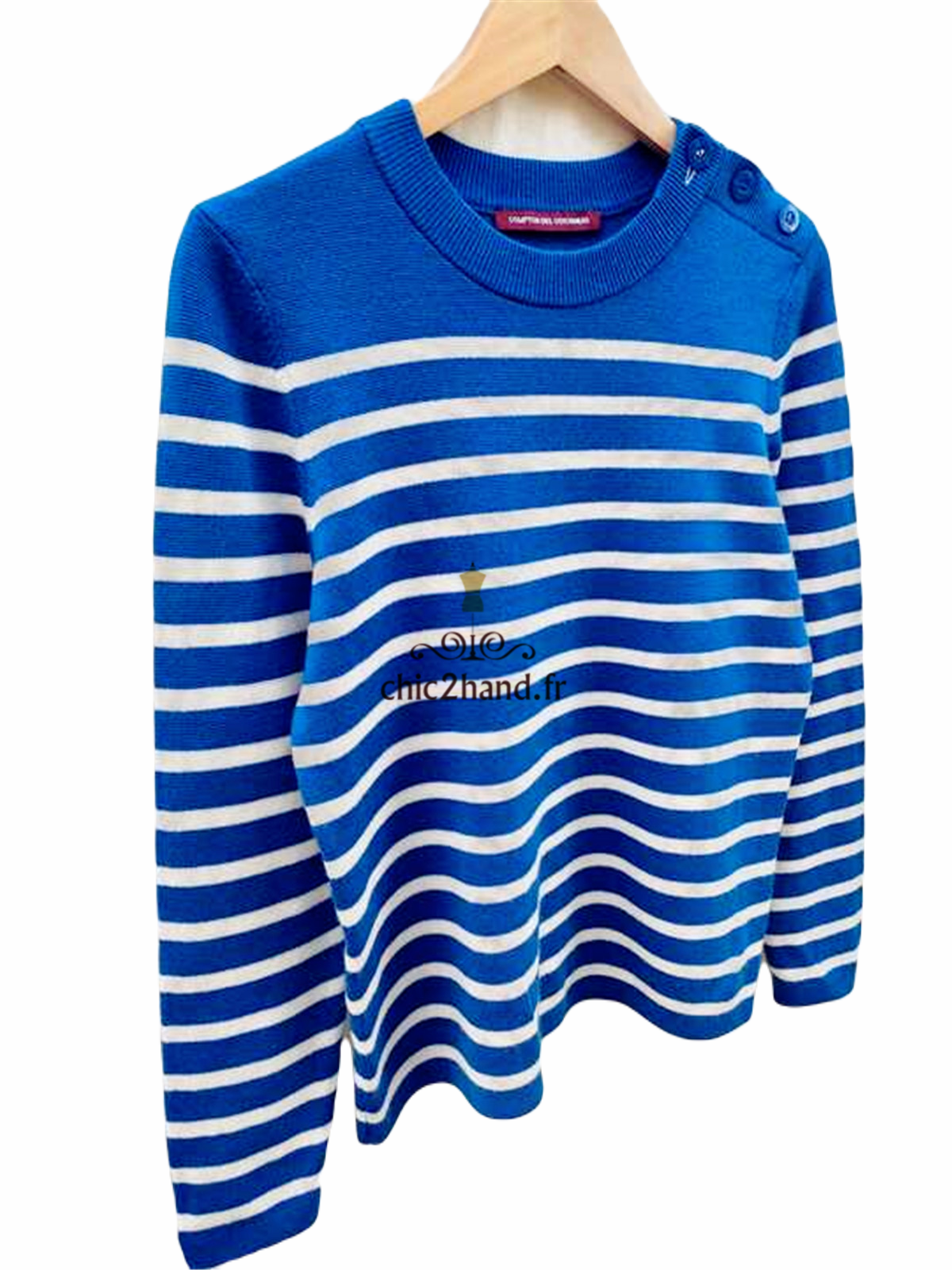 Pull marin laine comptoir des cotonniers S NEUF maddy rayure bleu blanc – Image 8
