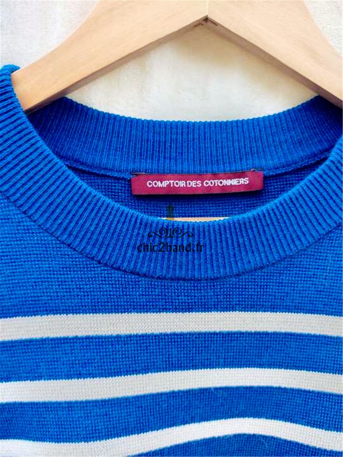 Pull marin laine comptoir des cotonniers S NEUF maddy rayure bleu blanc – Image 6