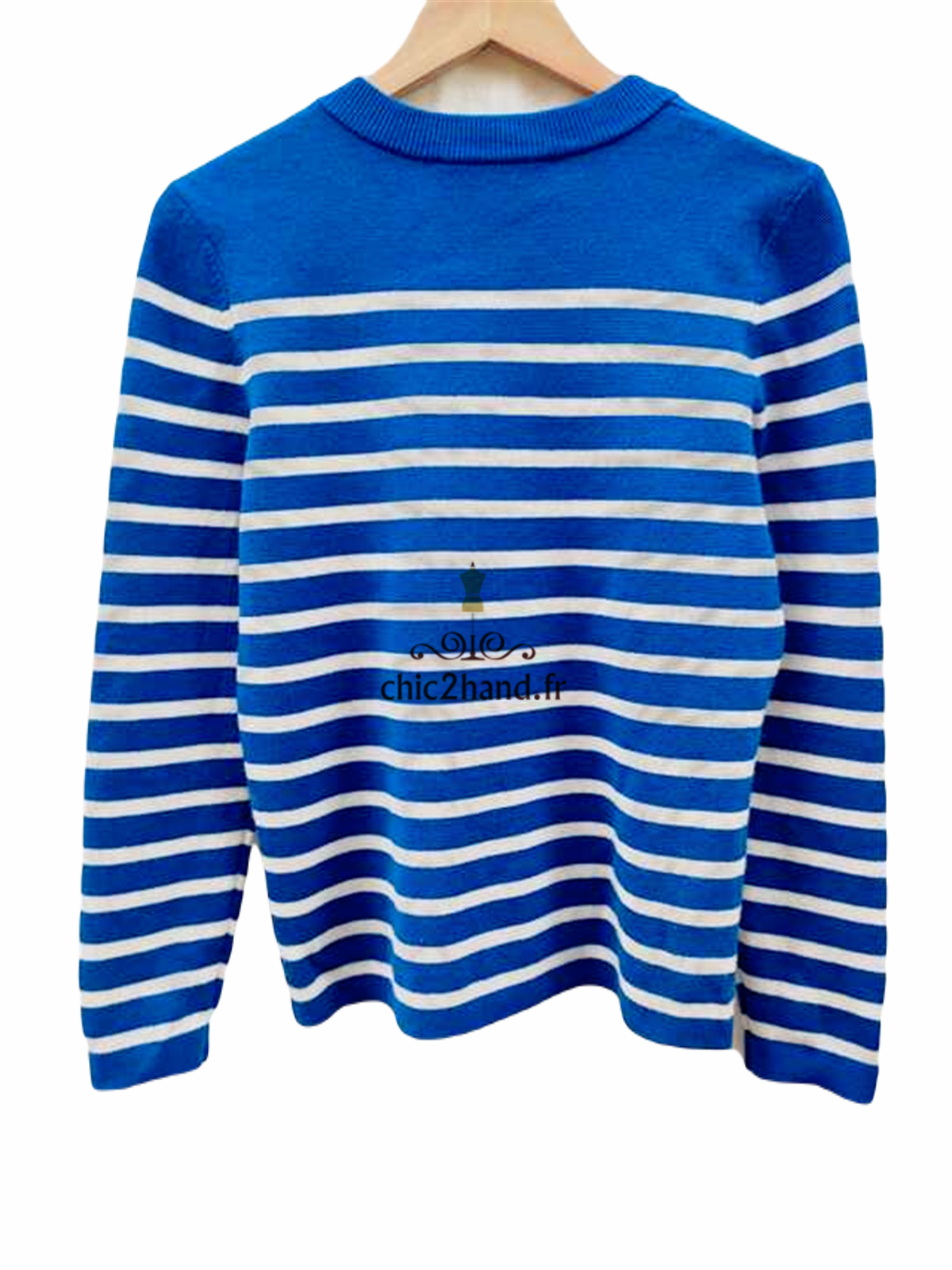 Pull marin laine comptoir des cotonniers S NEUF maddy rayure bleu blanc – Image 4