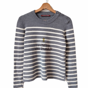 Pull marin laine comptoir des cotonniers XS neuf maddy rayure gris blanc NEUF
