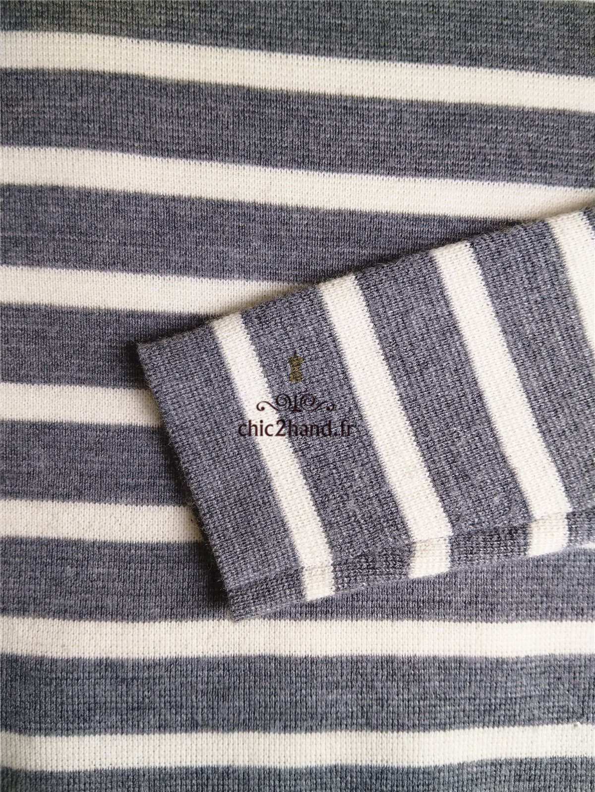Pull marin laine comptoir des cotonniers XS neuf maddy rayure gris blanc NEUF – Image 6