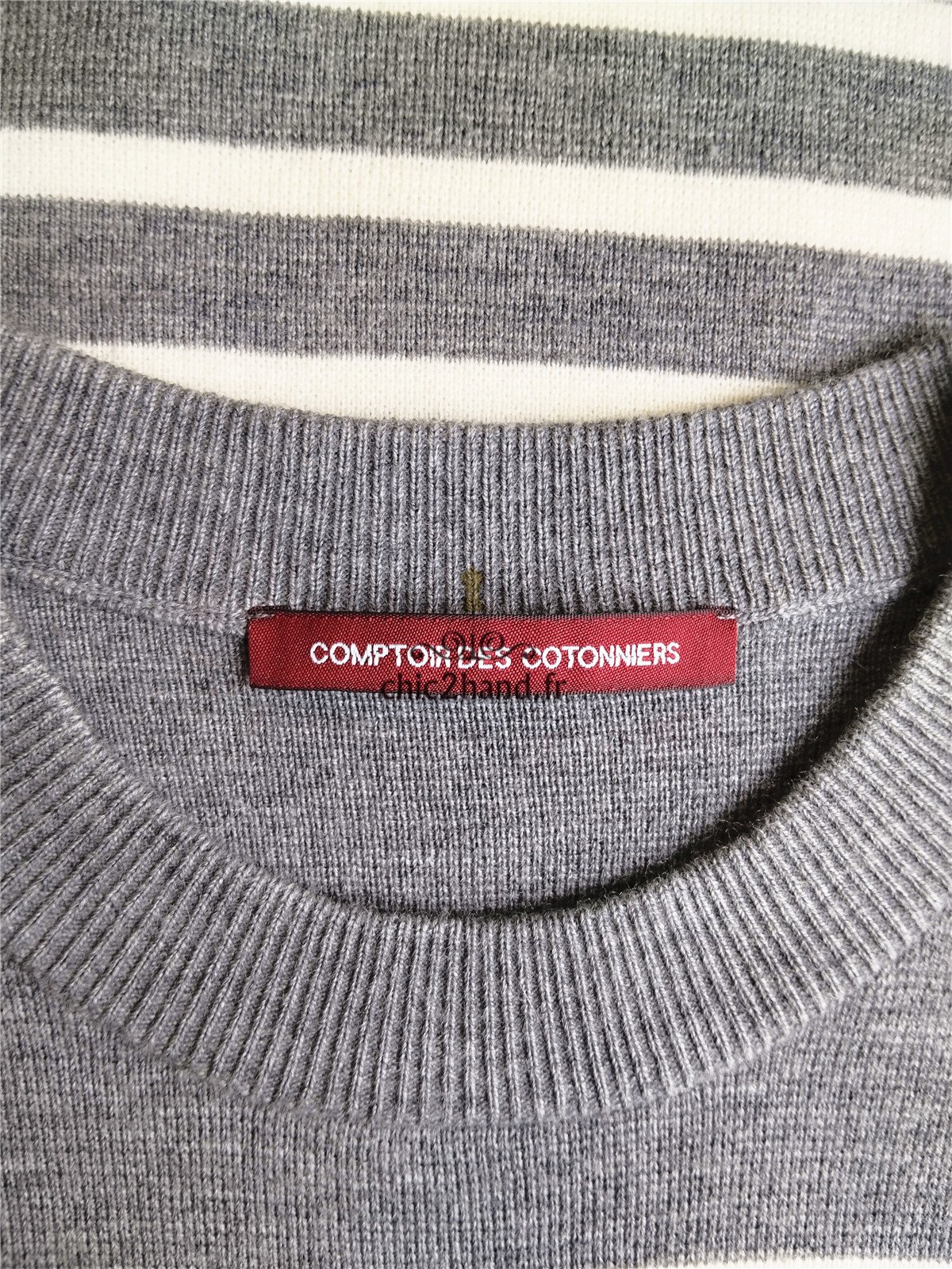 Pull marin laine comptoir des cotonniers XS neuf maddy rayure gris blanc NEUF – Image 8