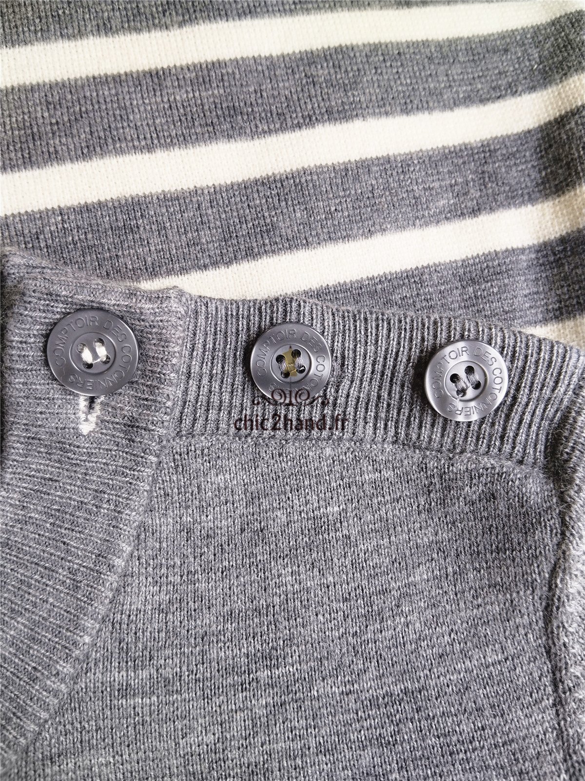 Pull marin laine comptoir des cotonniers XS neuf maddy rayure gris blanc NEUF – Image 7
