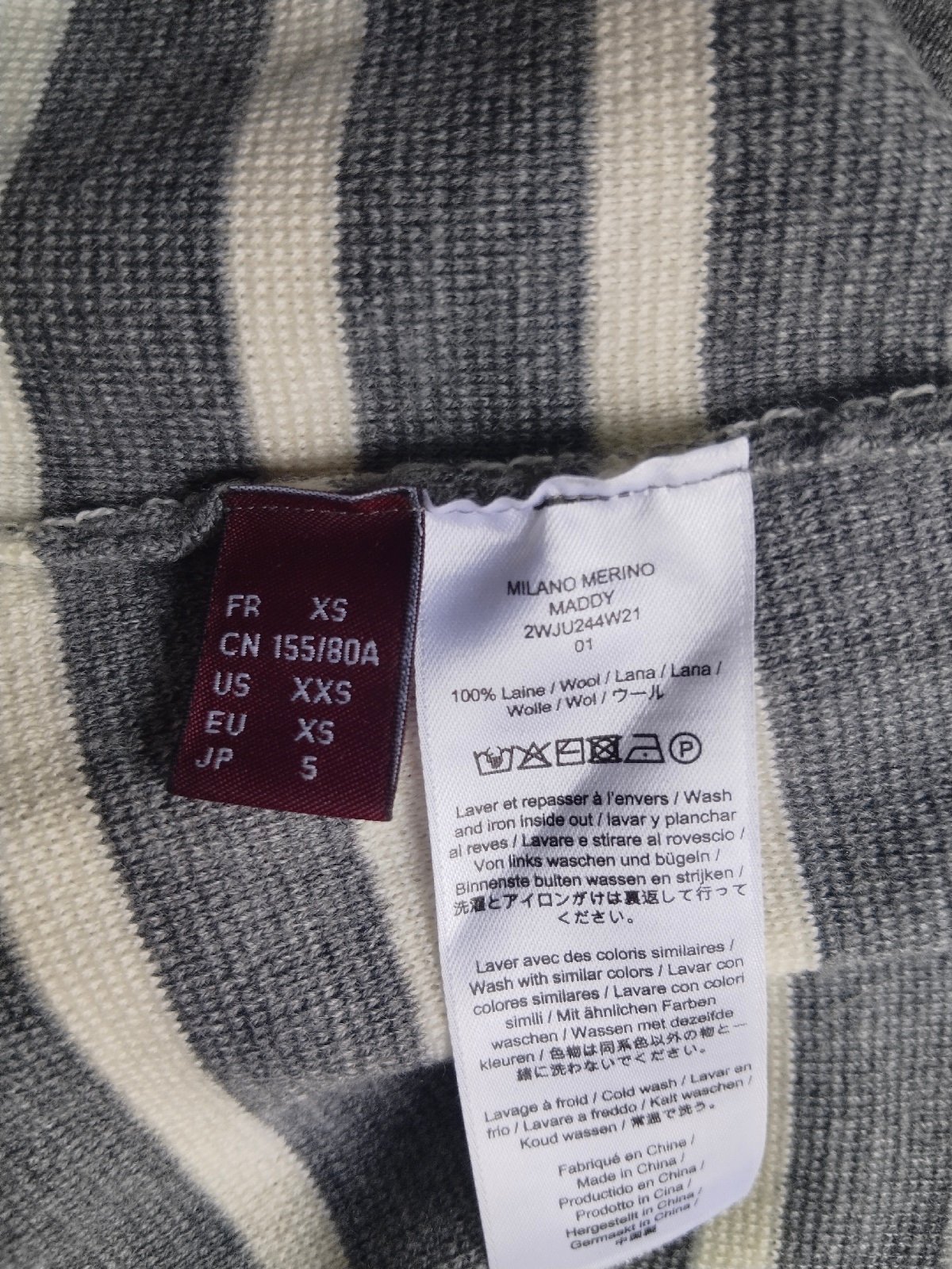 Pull marin laine comptoir des cotonniers XS neuf maddy rayure gris blanc NEUF – Image 2
