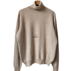 Pull col roulé 100% pur cachemire Madelaine beige L XL neuf