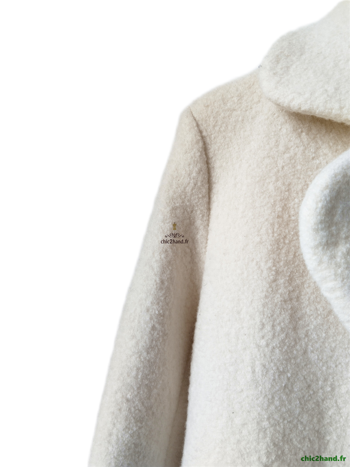 Manteau oversize en 100% pure laine blanc écru Maje FR38 M NEUF – Image 4