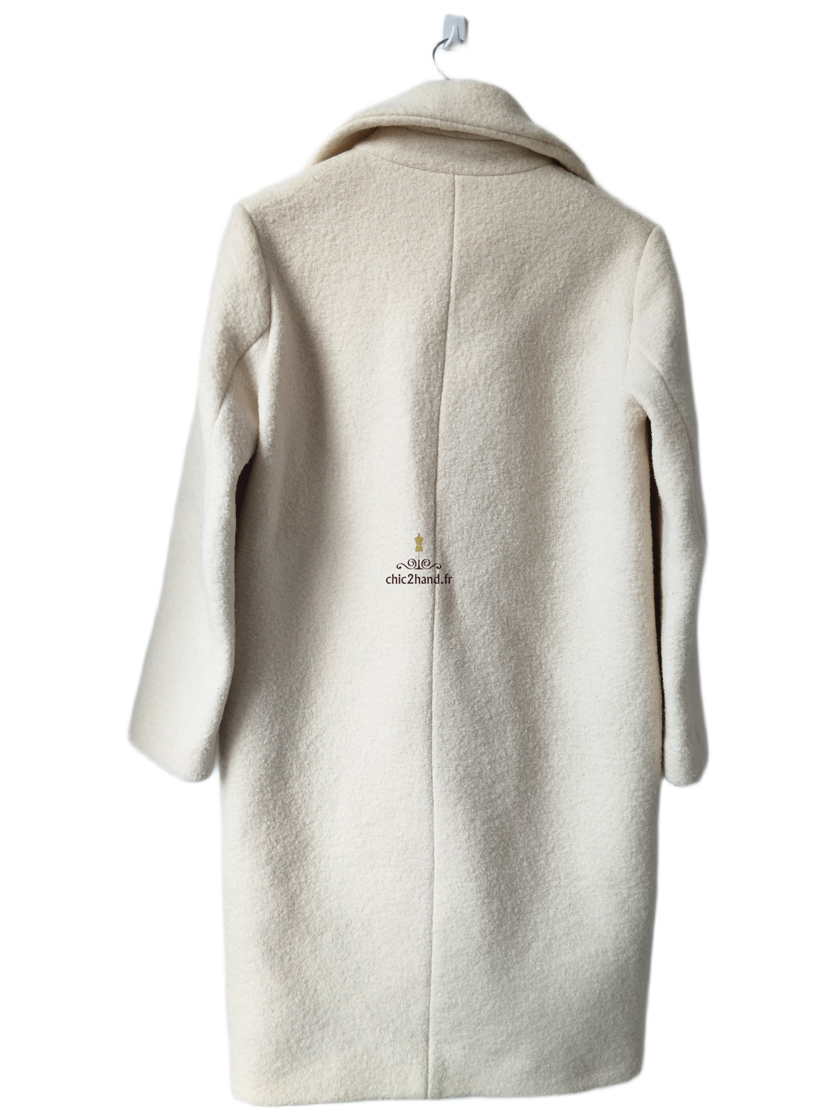 Manteau oversize en 100% pure laine blanc écru Maje FR38 M NEUF – Image 6