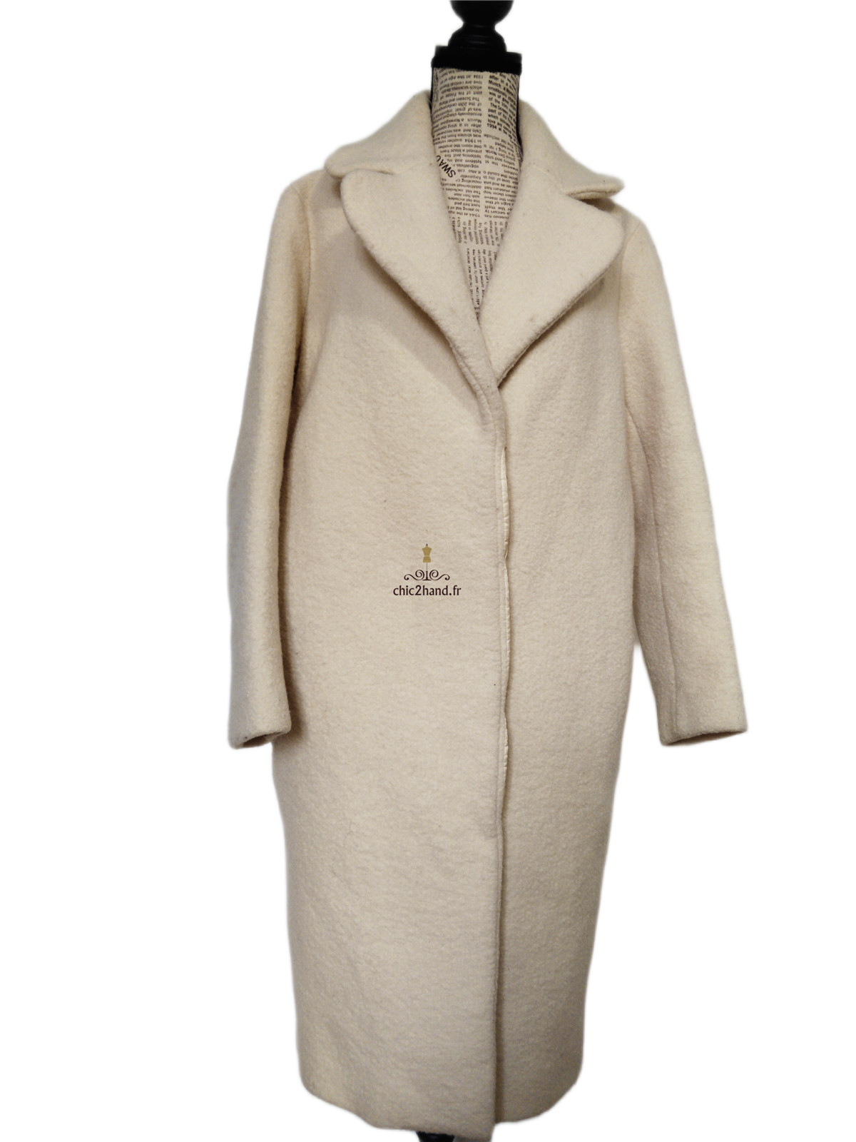 Manteau oversize en 100% pure laine blanc écru Maje FR38 M NEUF – Image 7