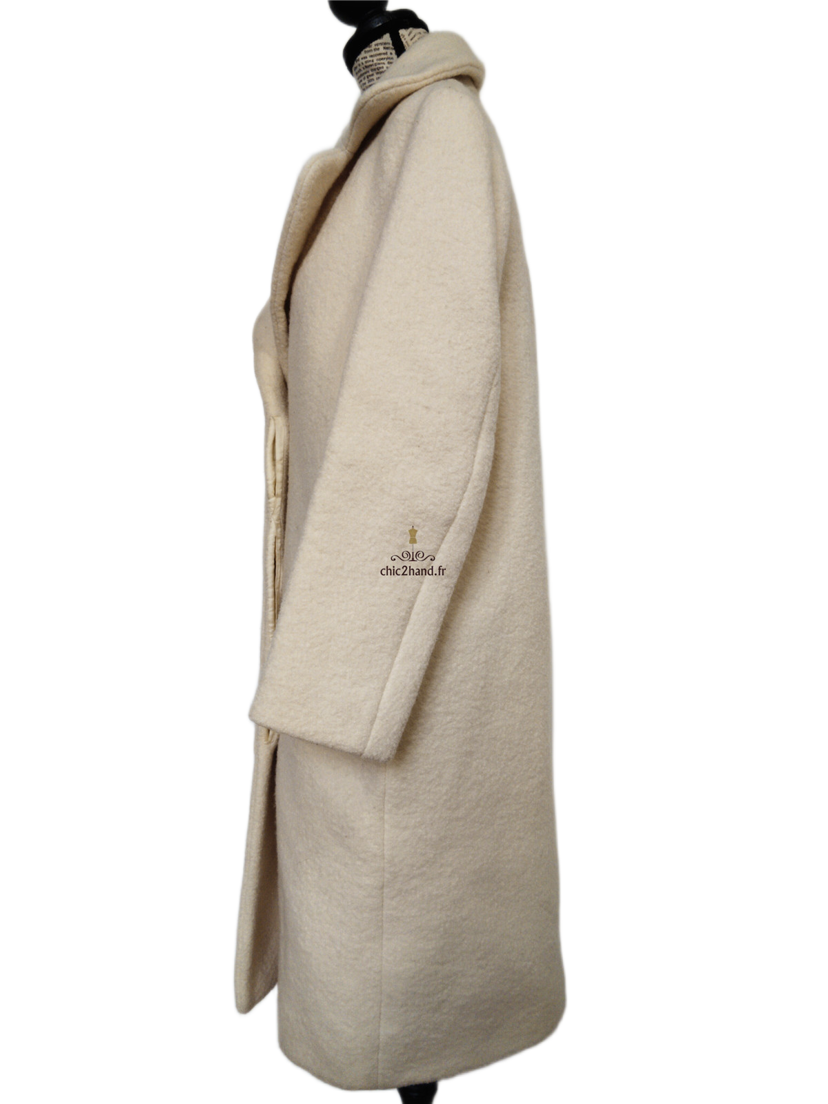 Manteau oversize en 100% pure laine blanc écru Maje FR38 M NEUF – Image 8