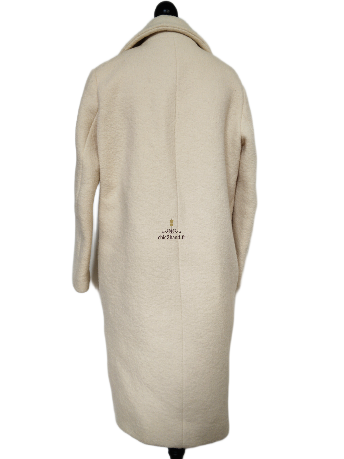 Manteau oversize en 100% pure laine blanc écru Maje FR38 M NEUF – Image 9