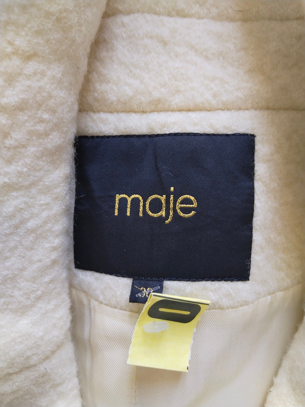 Manteau oversize en 100% pure laine blanc écru Maje FR38 M NEUF – Image 2