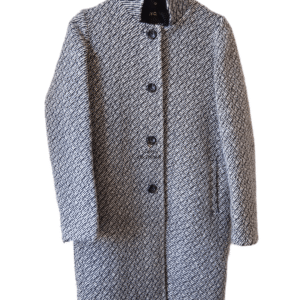 Manteau droite en laine blanc noir chiné Maje FR38 M TBE