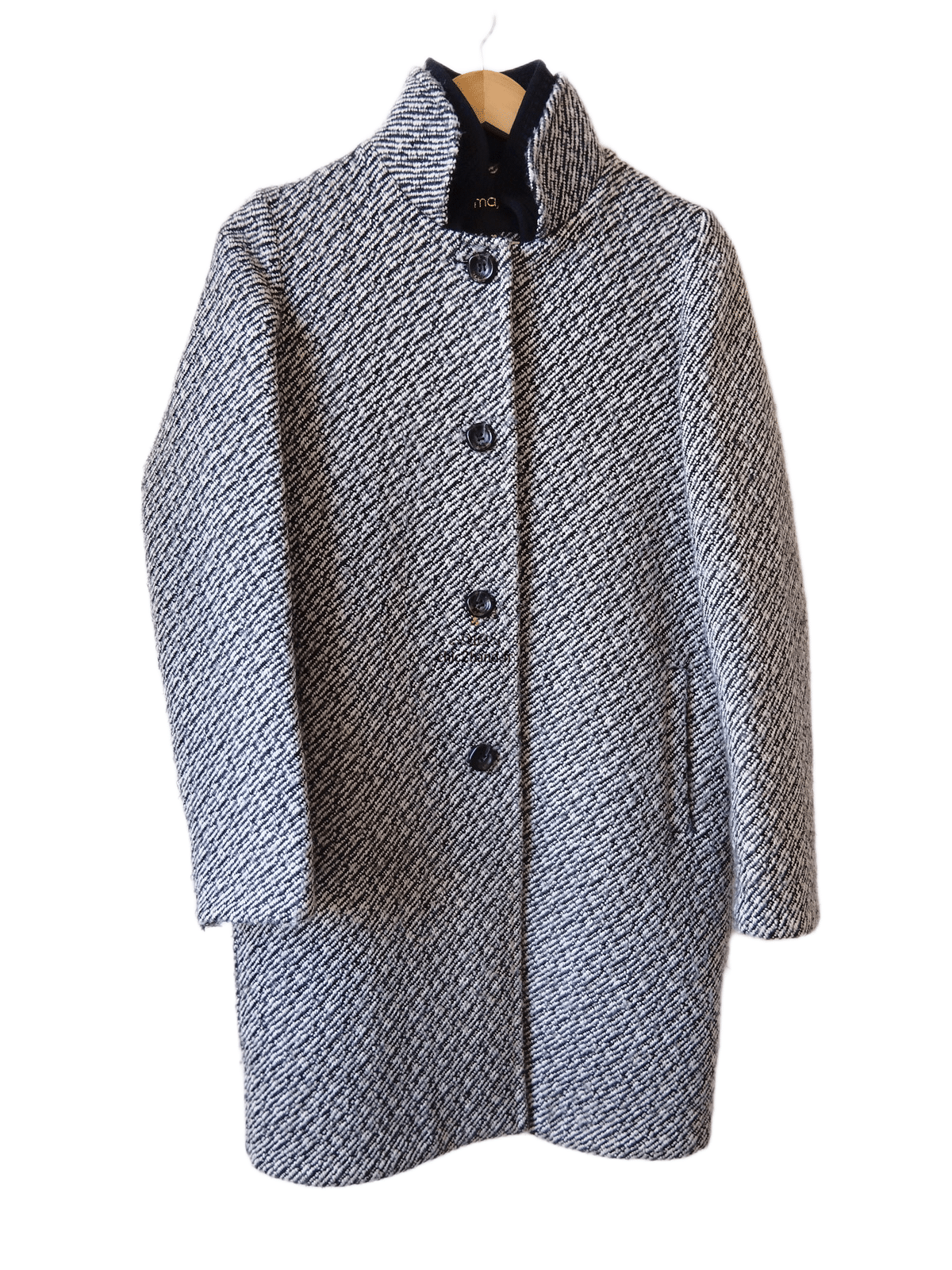 Manteau droite en laine blanc noir chiné Maje FR38 M TBE