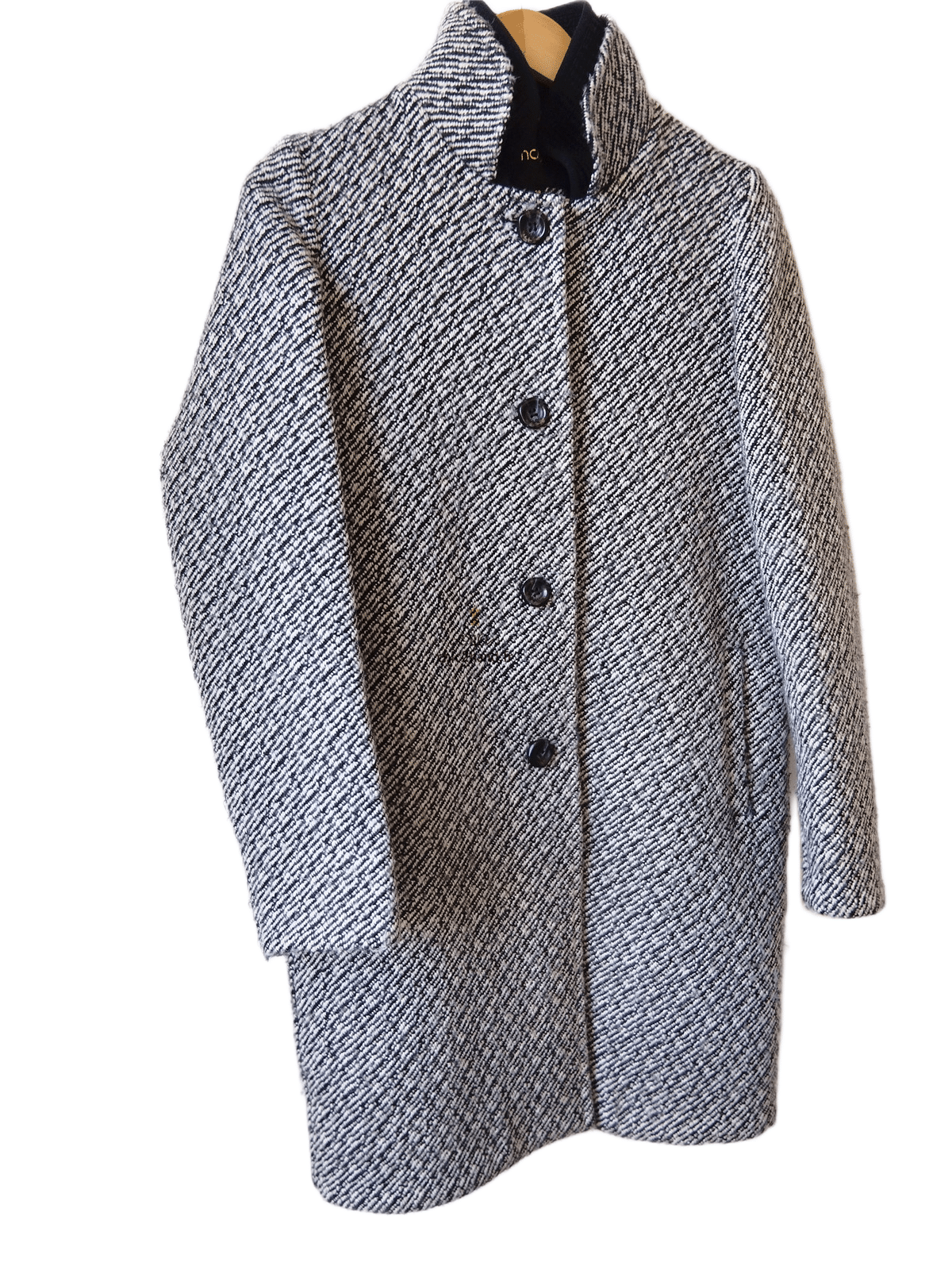 Manteau droite en laine blanc noir chiné Maje FR38 M TBE – Image 3