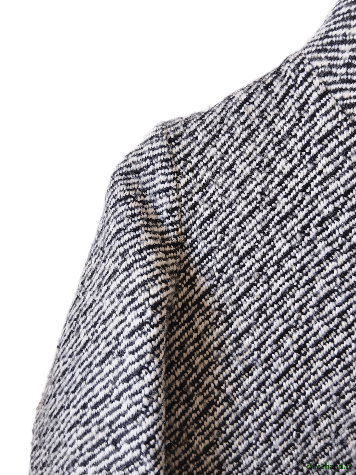 Manteau droite en laine blanc noir chiné Maje FR38 M TBE – Image 4