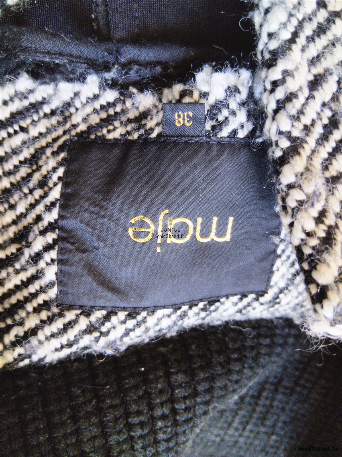 Manteau droite en laine blanc noir chiné Maje FR38 M TBE – Image 13