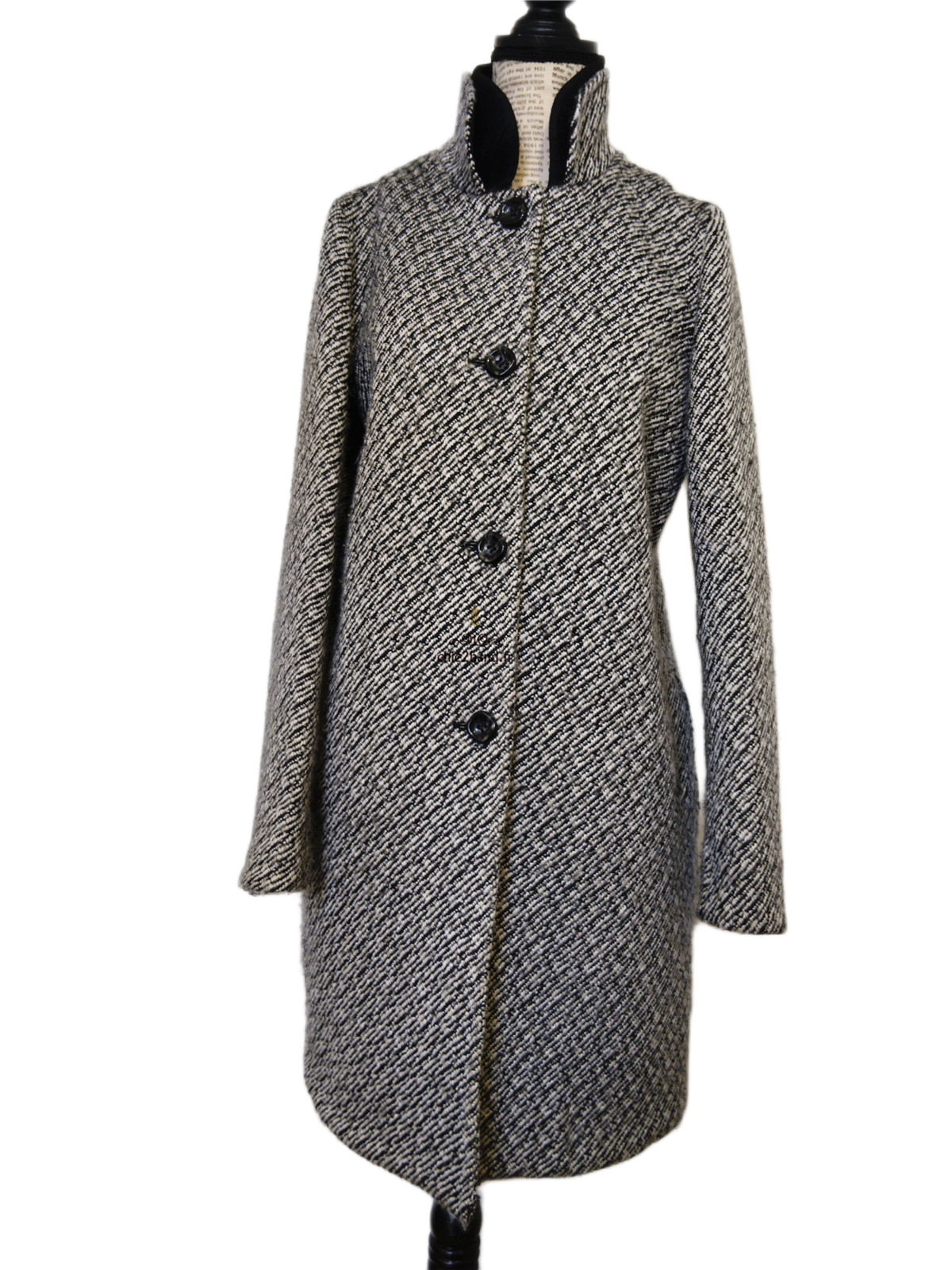 Manteau droite en laine blanc noir chiné Maje FR38 M TBE – Image 8