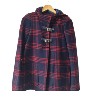 Manteau avec capuche en 70% laine carreaux noir rouge chiné Maje H11JEUNESSE FR36 S NEUF