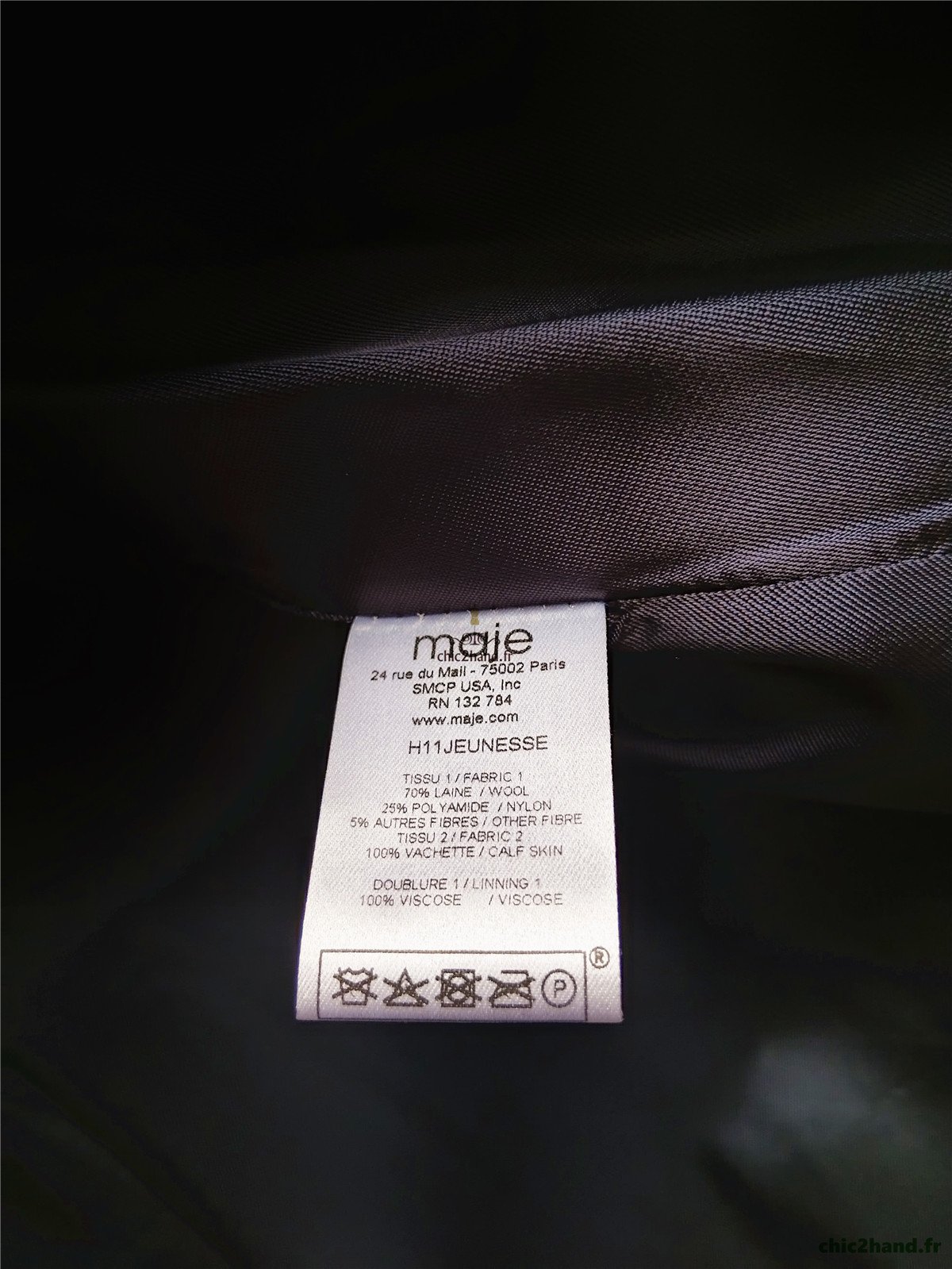 Manteau avec capuche en 70% laine carreaux noir rouge chiné Maje H11JEUNESSE FR36 S NEUF – Image 11