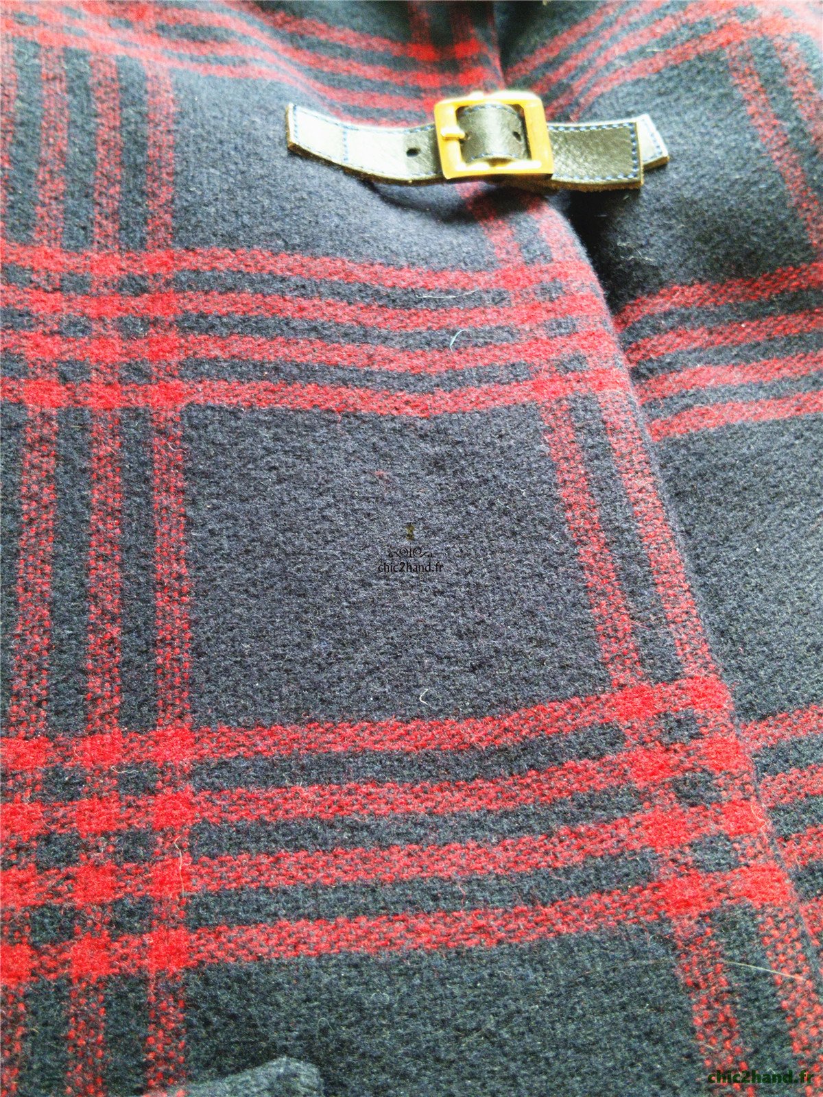 Manteau avec capuche en 70% laine carreaux noir rouge chiné Maje H11JEUNESSE FR36 S NEUF – Image 10