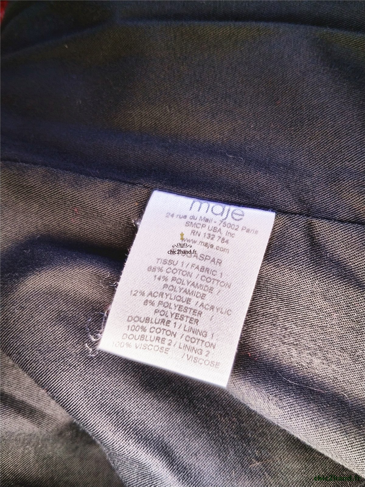 Manteau droite en 68% coton rouge chiné Maje FR36 S TBE – Image 10
