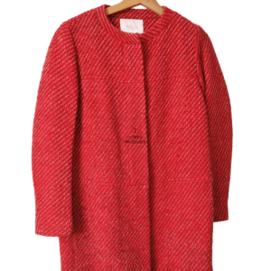 Manteau droite en 68% coton rouge chiné Maje FR36 S TBE