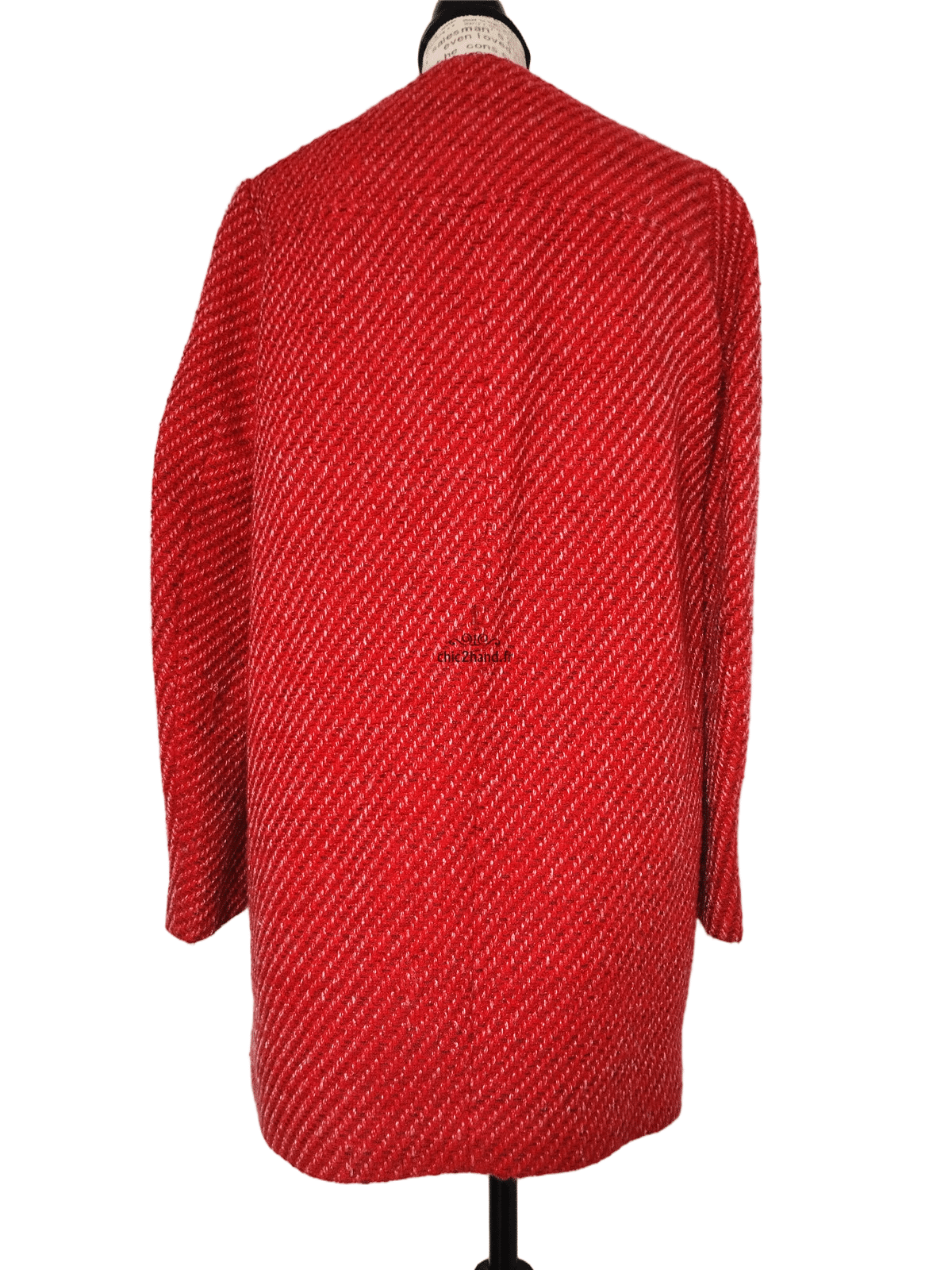 Manteau droite en 68% coton rouge chiné Maje FR36 S TBE – Image 2