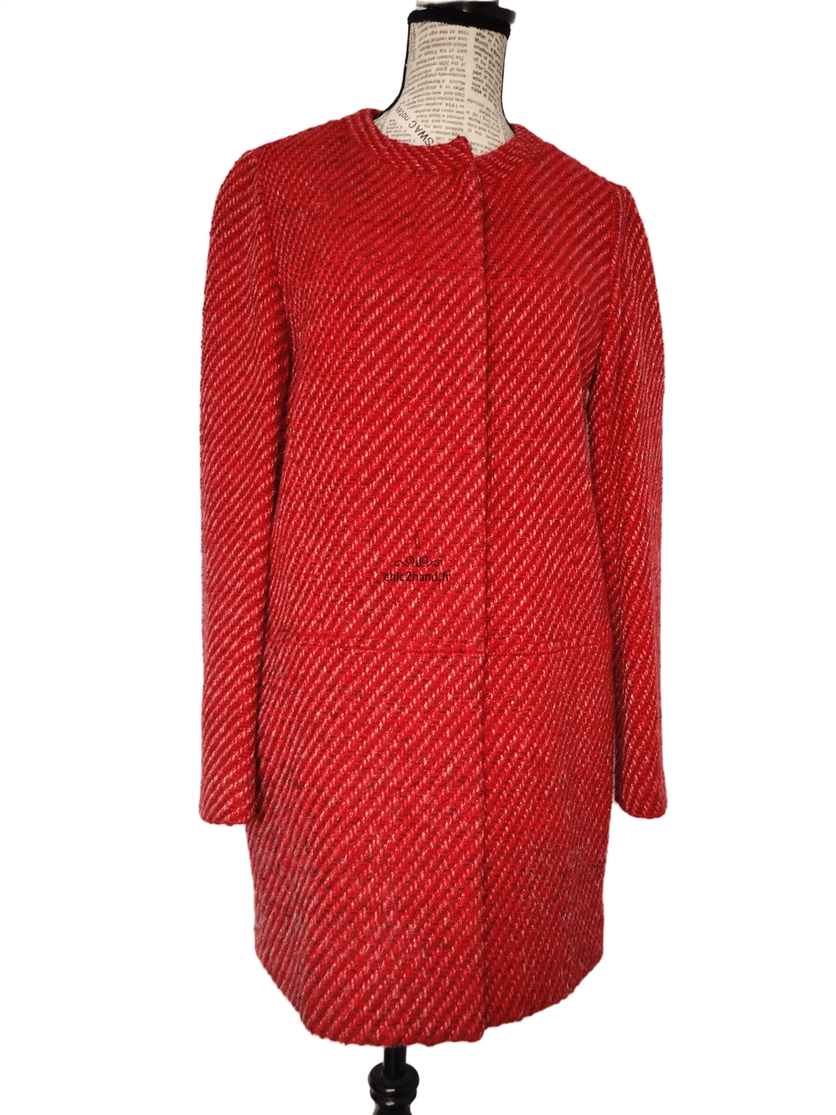 Manteau droite en 68% coton rouge chiné Maje FR36 S TBE – Image 3