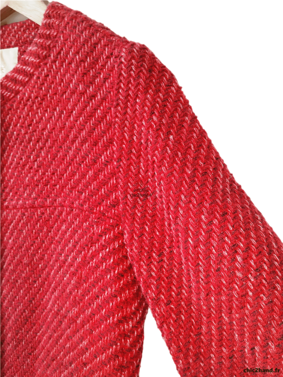 Manteau droite en 68% coton rouge chiné Maje FR36 S TBE – Image 5