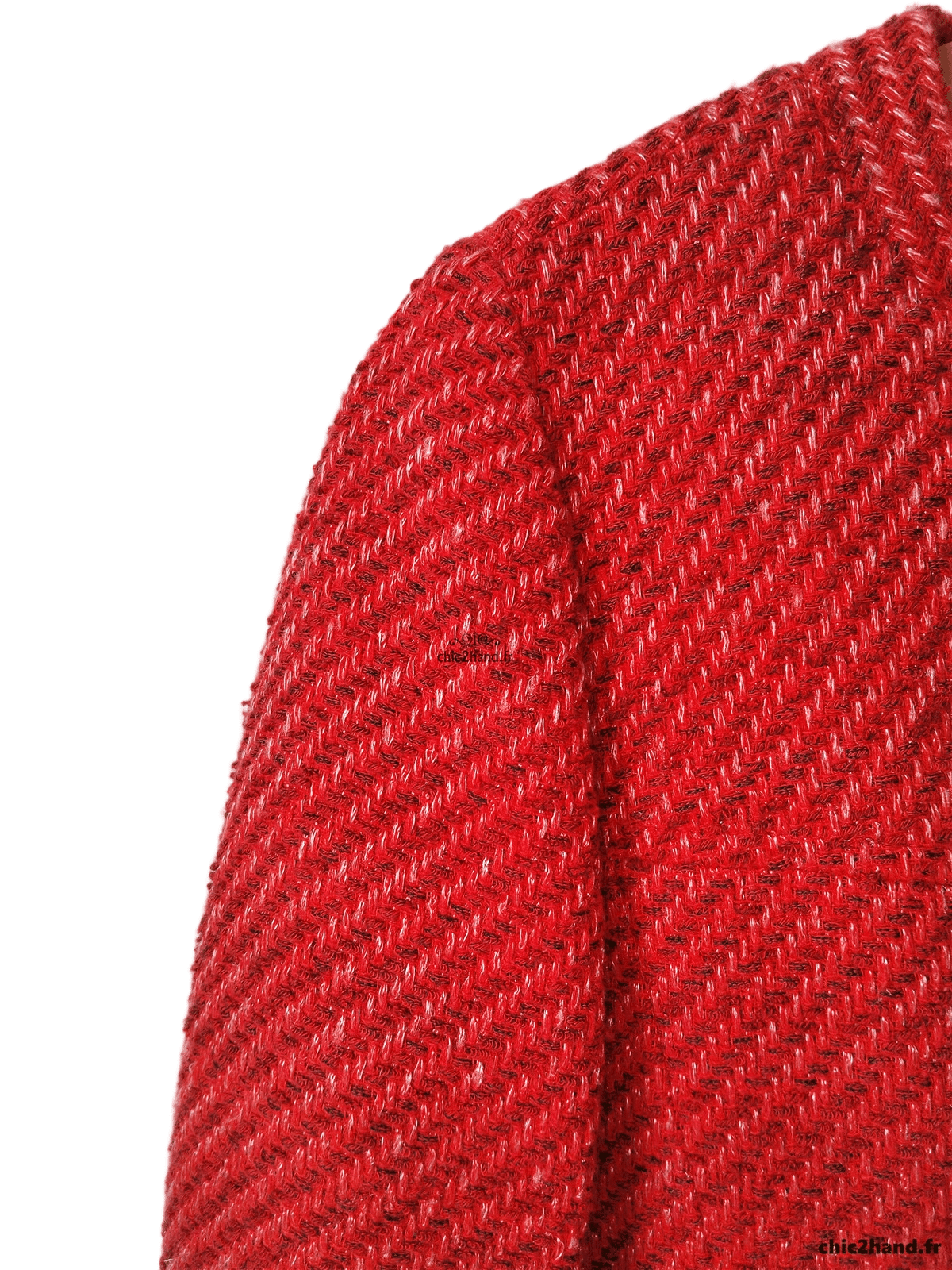 Manteau droite en 68% coton rouge chiné Maje FR36 S TBE – Image 6