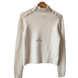 Pull doudou 94% cachemire col montant Maje T1 blanc crème NEUF