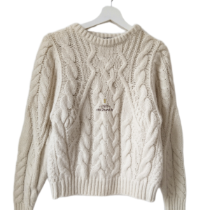 Pull oversize doudou mohair laine col rond Maje T1 blanc crème TBE